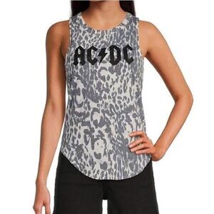 Chaser AC/DC Cheetah Print Sleeveless Muscle Tank S